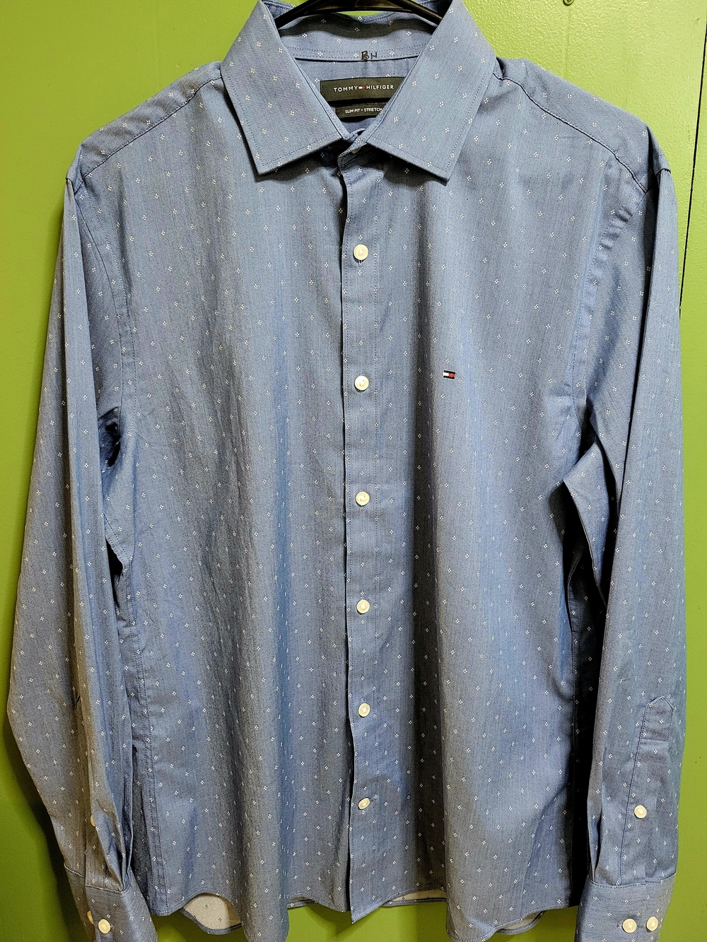 Tommy Hilfiger Men's Light Blue Dot-Print Button-Down Shirt